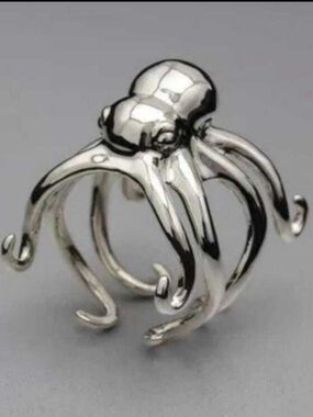 Silver Octopus Open Ring